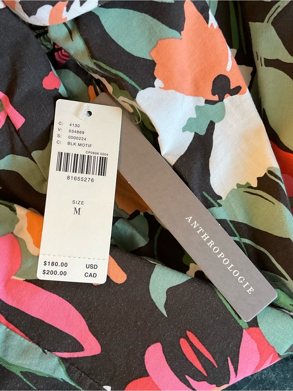 Anthropologie Sweetheart Floral Mini Dress Black Medium NWT Weekend Garden Party - Picture 12 of 15